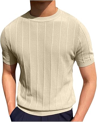 Mens Tee Shirts Casual Stylish Summer Short Sleeve Crewneck Business Casual Shirts Solid Workout Athletic T-Shirt