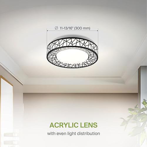 Miniatura 5 de ASD Lámpara de techo LED empotrada de 12 pulgadas, color negro mate, lámpara de techo moderna de 20 W 1113 LM, 2700-5000 K, luces de techo