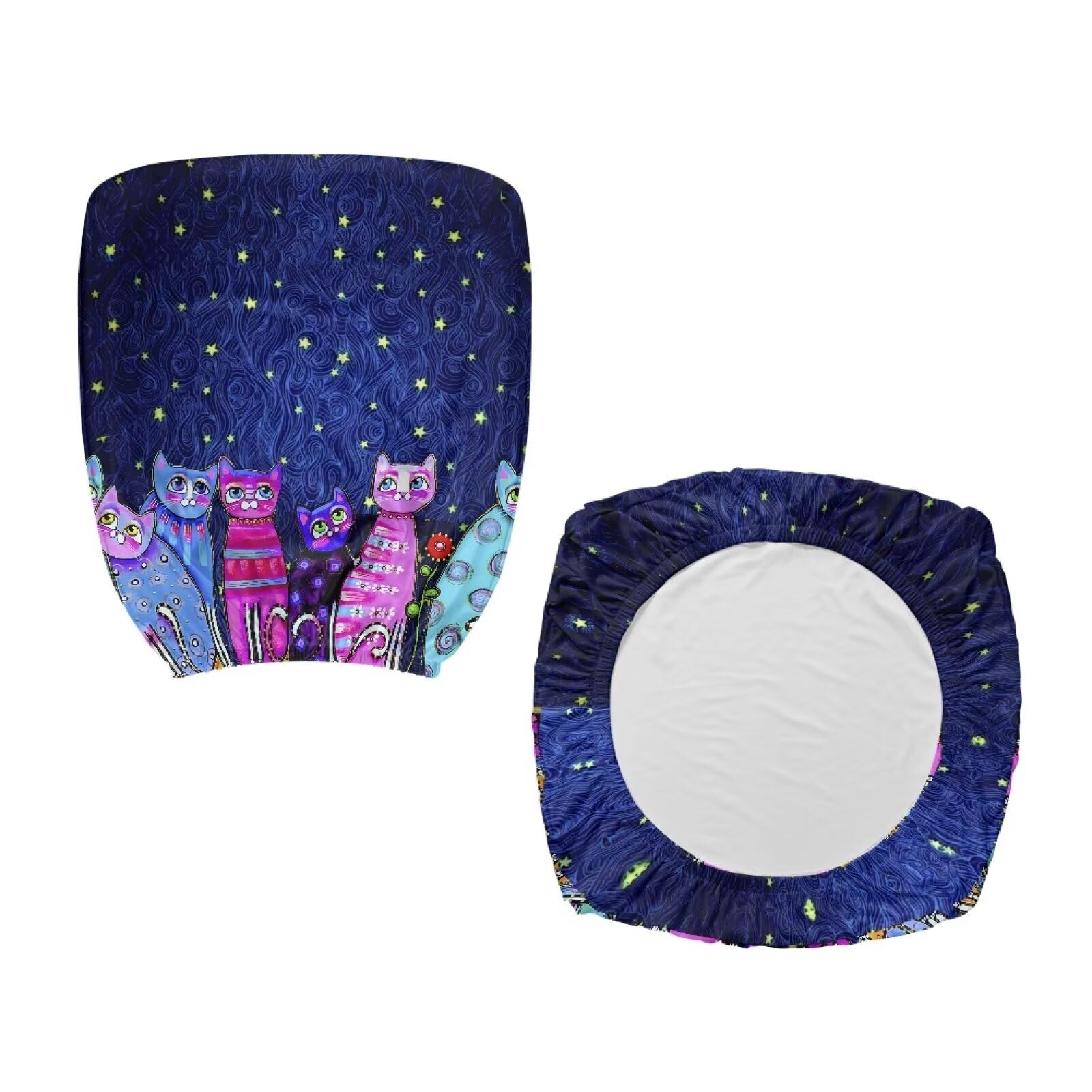 Xoenoiee Housse de chaise de bureau mignonne avec motif de chats et étoiles musicales, avec dossier, 2 pièces en polyester extensible, housse de protection pour chaise de bureau et ordinateur Xoenoiee Housse de chaise de bureau mignonne avec motif de chats et étoiles musicales, avec dossier, 2 pièces en polyester extensible, housse de protection pour chaise de bureau et ordinateur