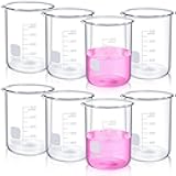 Relaxweex 8 Pcs 500 ml Glass Lab Beaker 3.3 Borosilicate Glass Measuring Cup with Spout Low Form Glassware for Laboratories Classrooms or Home Use