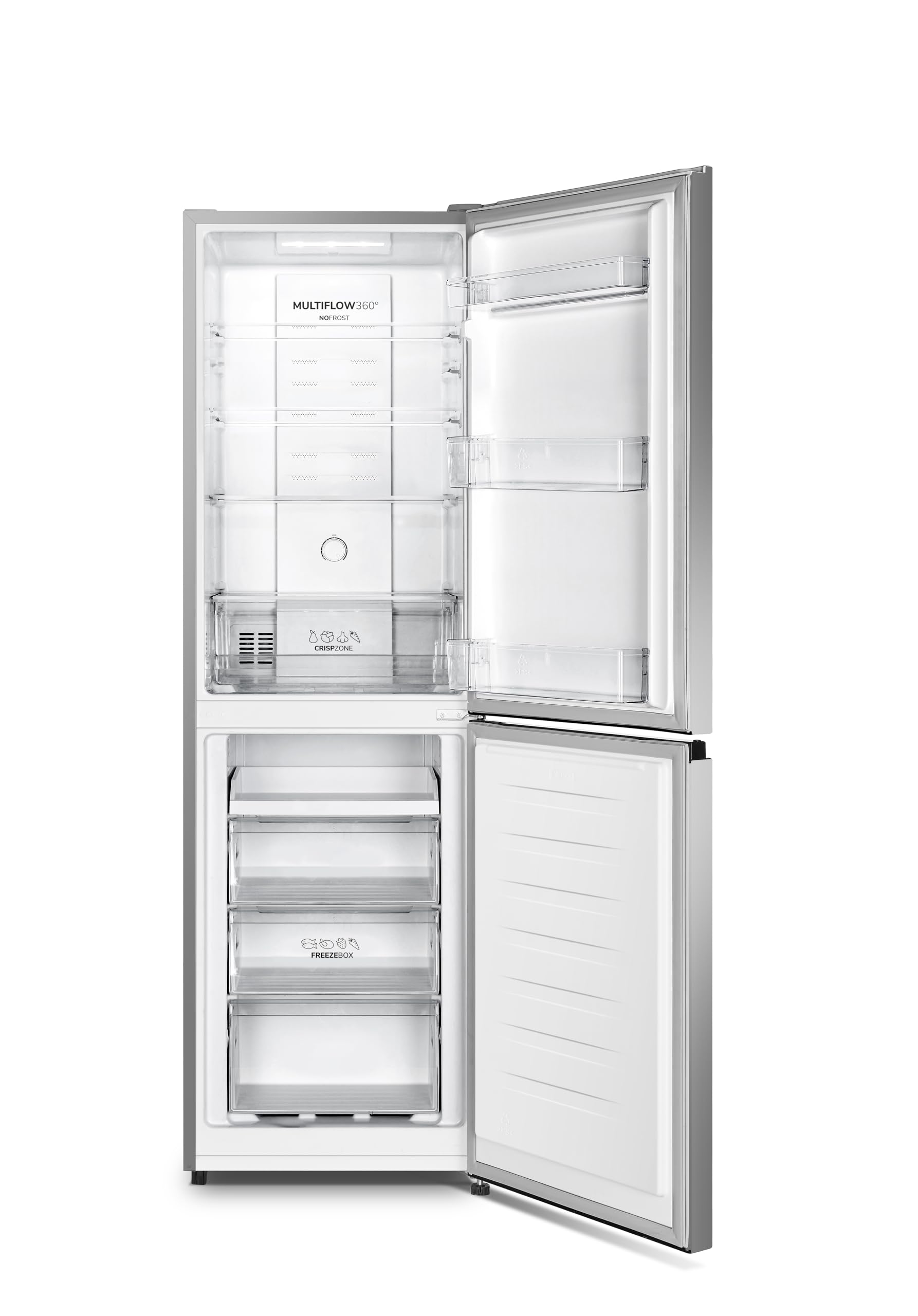 Gorenje NRK418DCS4 Kühl-Gefrier-Kombination, 182cm Höhe, 256 Liter(171L plus 85L), Total NoFrost, CrispZone, Multiflow 360°, Eco-Modus, BxHxT: 55 × 182,4 × 55,7 cm, Silber