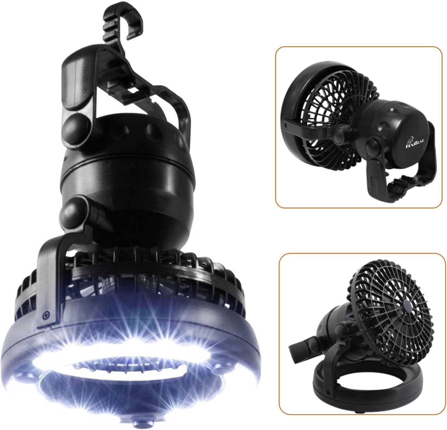 HAITRAL Camping Lantern, 2-in-1 Portable Camping Tent Light with Fan for Outdoor Activities Hurricane Emergency Fathers Day Gifts