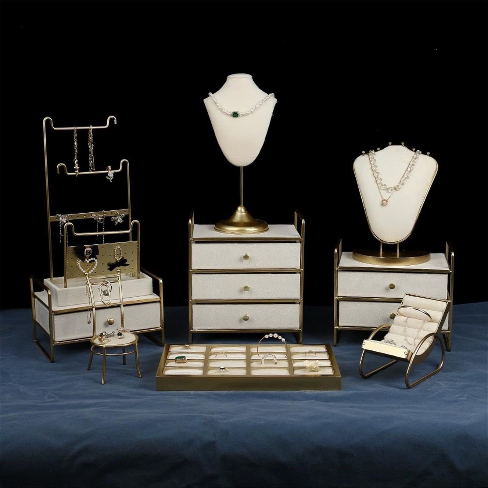 Porte-Bijoux Kit de Porte-Bijoux en Velours crème, 9 pièces, for vitrine Vente au détail