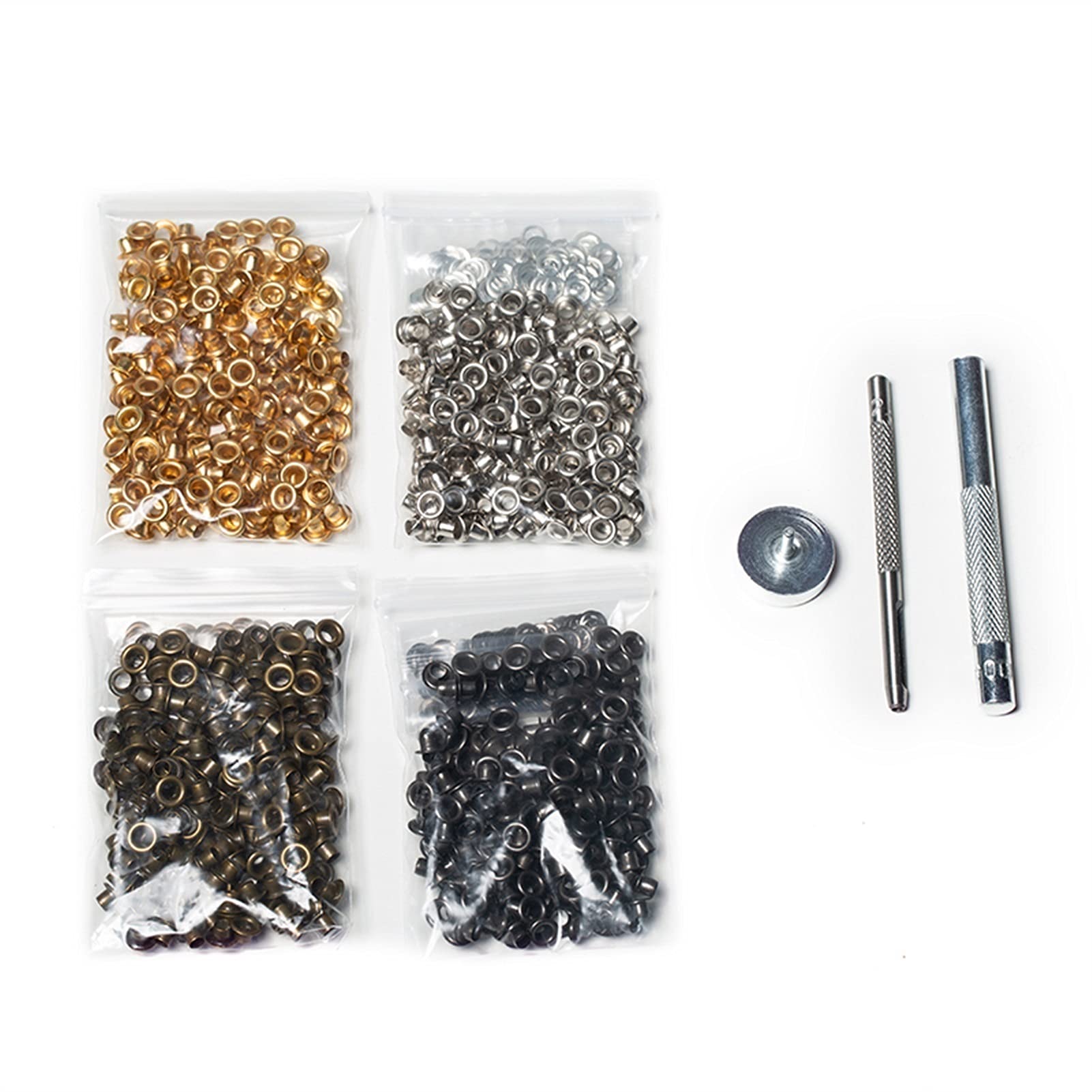 Occhiello Strumento Kit,Occhielli Grommet Rondelle 4 Colori Seach 200setsbrass Eyelets 3 Strumenti per Scarpe Borse Abbigliamento Cintura in Pelle Cappello in Pelle Artigianato Accessori Handmade Fai