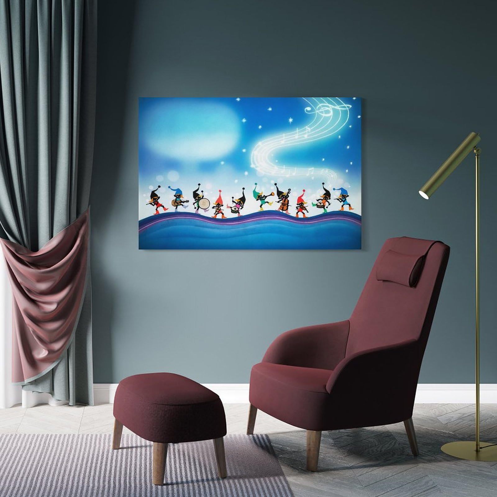 Amazon.co.jp: 藤城清治 こびとの音楽隊 絵画 ポスター 工芸品の装飾品