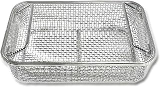 304 Stainless Steel Surgical Sterilization Tray, Retractable Handle, Mesh Baskets for Orthopedic Surgeries, Neurosurgical Suites & Dental Operatories(9.1"x9.1"x2.8"/23x23x7cm)