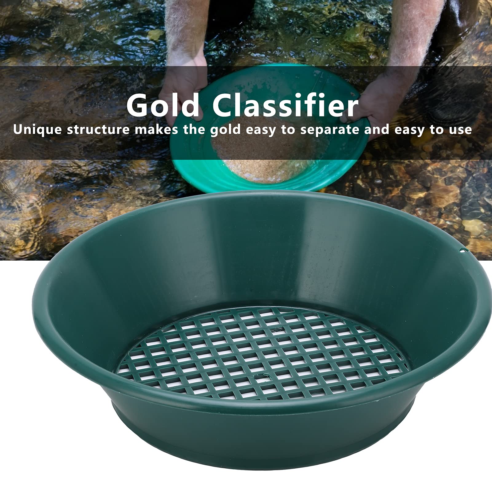 Goldwaschpfanne, Schürf- und Bergbau-Panning-Set, 350 Mm, Goldpfanne, Sieb, Siebschale, Manuelles Goldwaschwerkzeug, Zubehör für das Waschen Im Bergbau