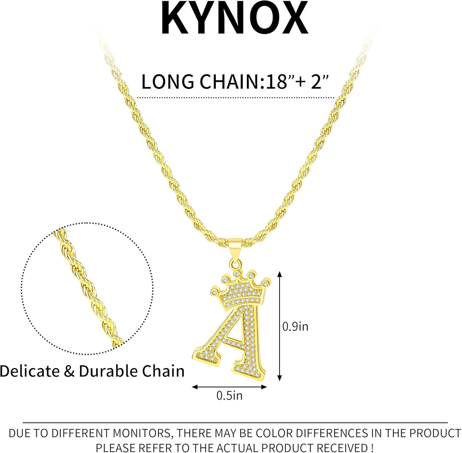 A-Z Initial Necklace 14K Gold Pendant for Men Women, Letter Necklace Everyday Minimalist Accessories Hip Hop Alphabet Name Jewelry Mom Gifts - Image 3