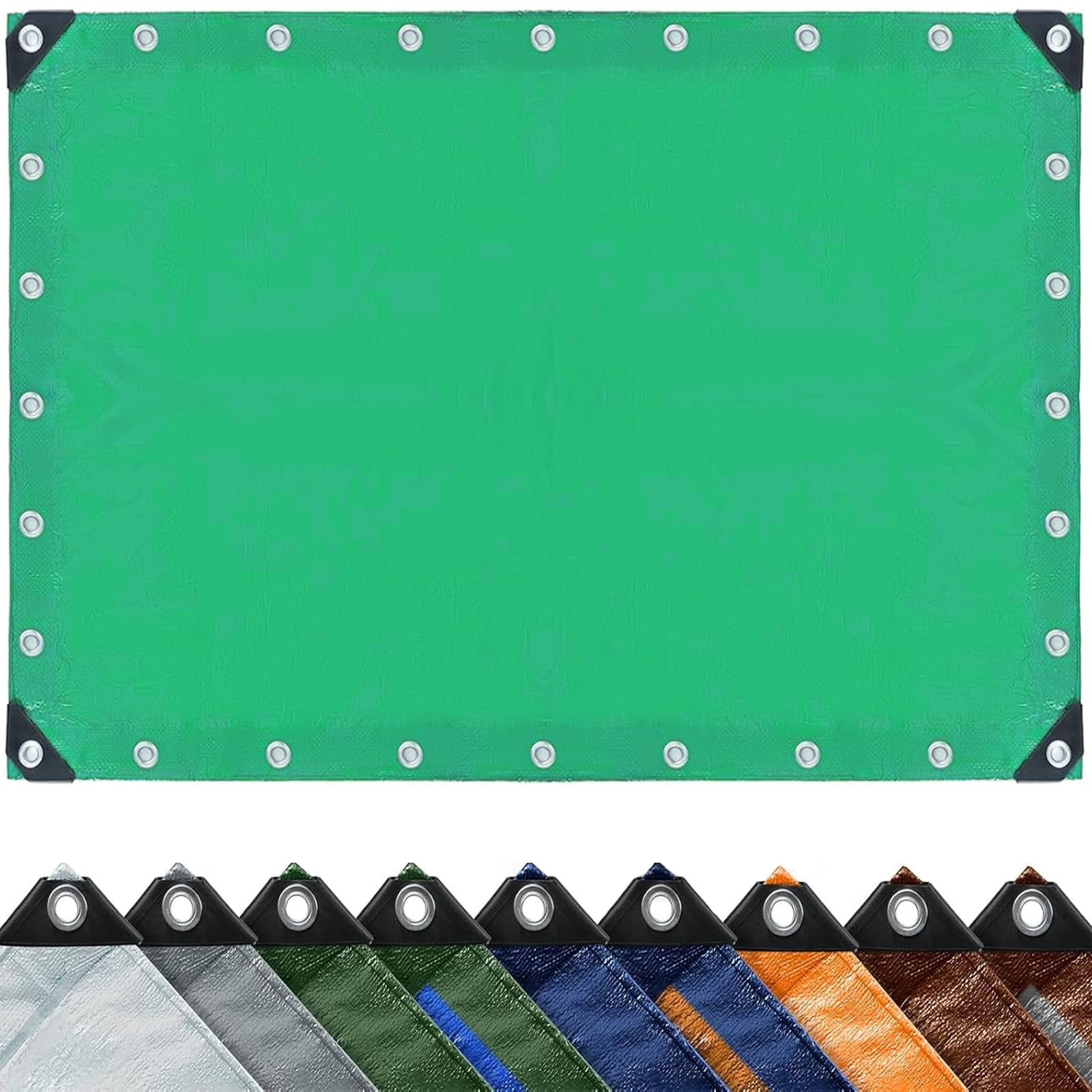 Bâche de protection 1.8x7m en polyéthylène armé 140g/m² verte avec œillets