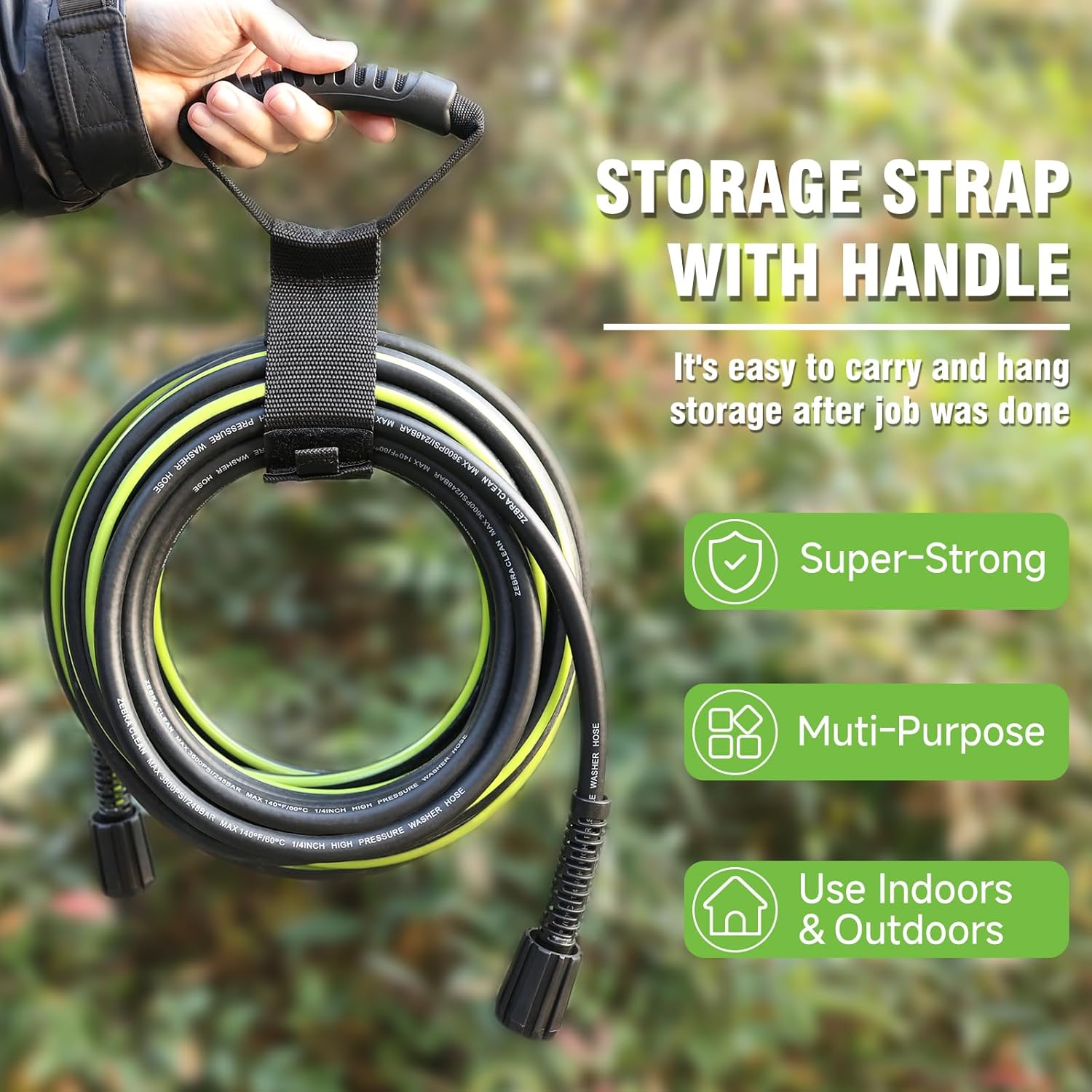 Pressure Washer Hose 100 FT x 1/4''，3600 PSI Kink Resistant Power Washer Hose Replacement– Universal Electric Power Washer Hose with Leak-Free M22 Female and 3/8" Quick Connection Kit