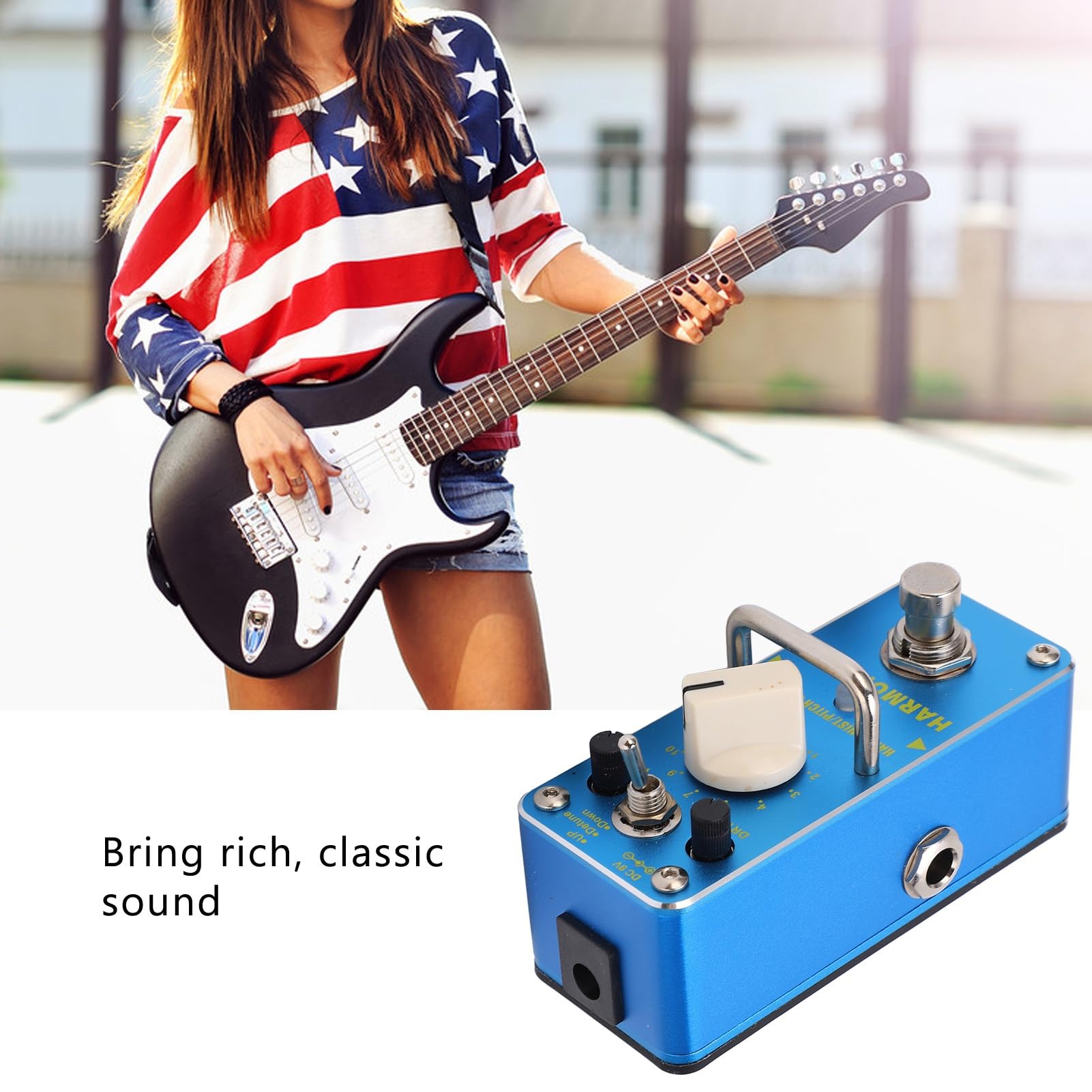 Sxhlseller Pedale Effetto Pitch Shifter Metal Blue con 3 modalità True Bypass per gli Amanti del Pedale Effetto Chitarra Metal Blue