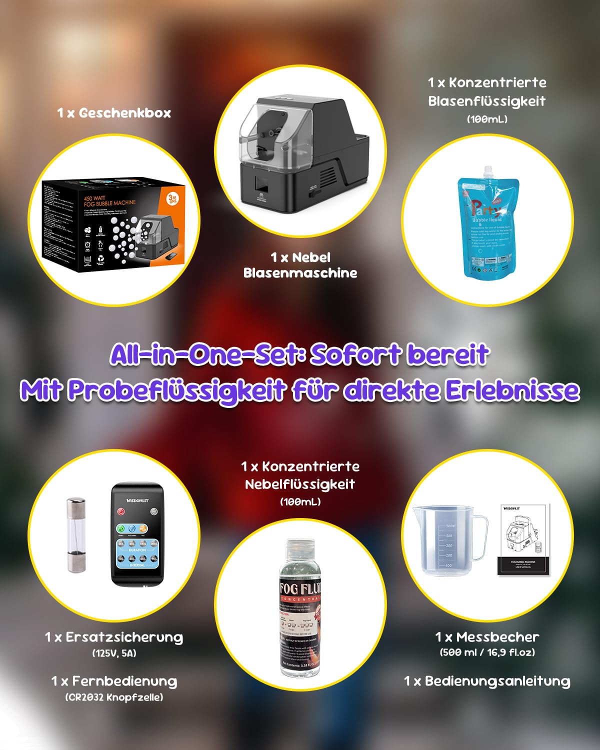 Nebelmaschine, 450W Fog Bubble Machine mit drahtloser Fernbedienung, 3 in 1 Bubble Fog Machine, Make Bubble | Fog Bubble | Continuous Fog for Halloween Weihnachten Party Hochzeit Geburtstag Holiday
