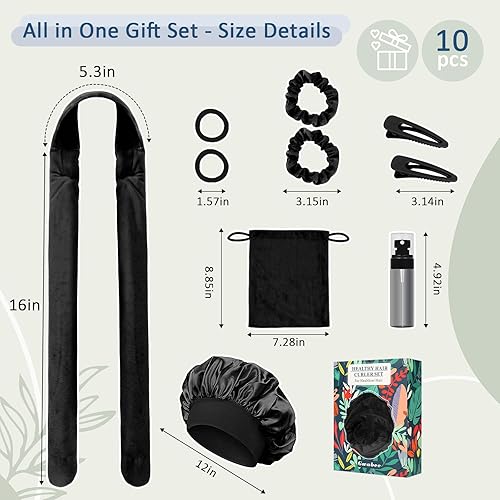 Miniatura 5 de Rizadores de pelo para dormir, diadema sin calor, diadema suave para rizos nocturnos con gorro de satén, juego de rodillos rizadores de pelo sin