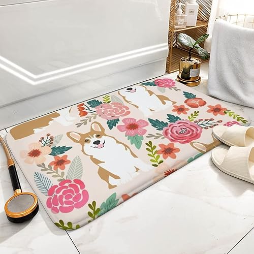 Miniatura 4 de apular Alfombras de baño con patrón de perros corgi, absorbentes, antideslizantes, suaves, lavables, para cocina, baño, entrada, accesorios de