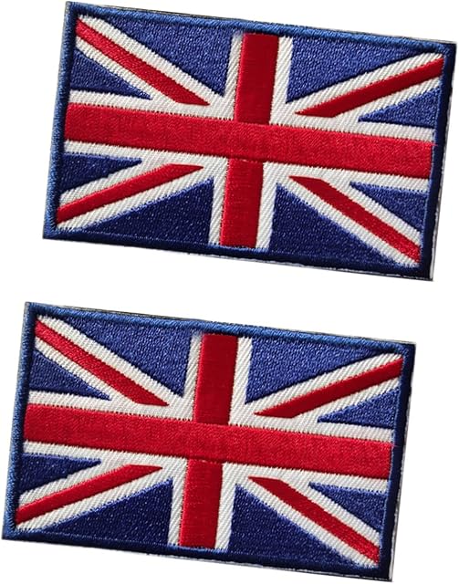 ANIPP British Flag Embroidery Patch with Velcro Fabric Pattern DIY Applique Iron-on Patches for Clothing Sew on for Bags Jackets Coats Trousers Hats 2 PCS, One Size