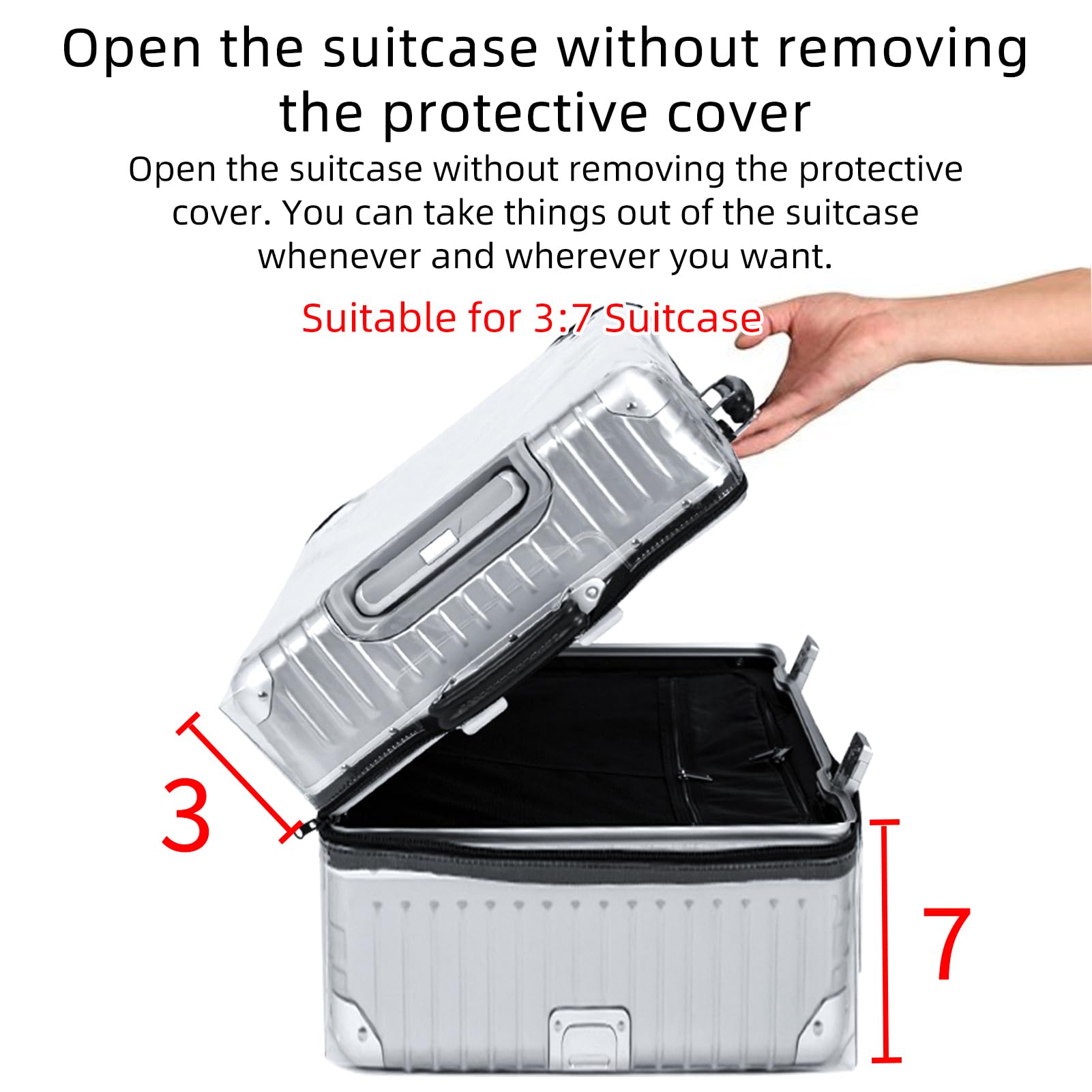 Veki Transparente Funda de Maleta de Viaje, Impermeable Cubierta de Maleta, Reutilizable Protector de Equipaje, Protector de Equipaje para Negocios, Viajes, Escuela (Relación triple siete, 32pulgadas)