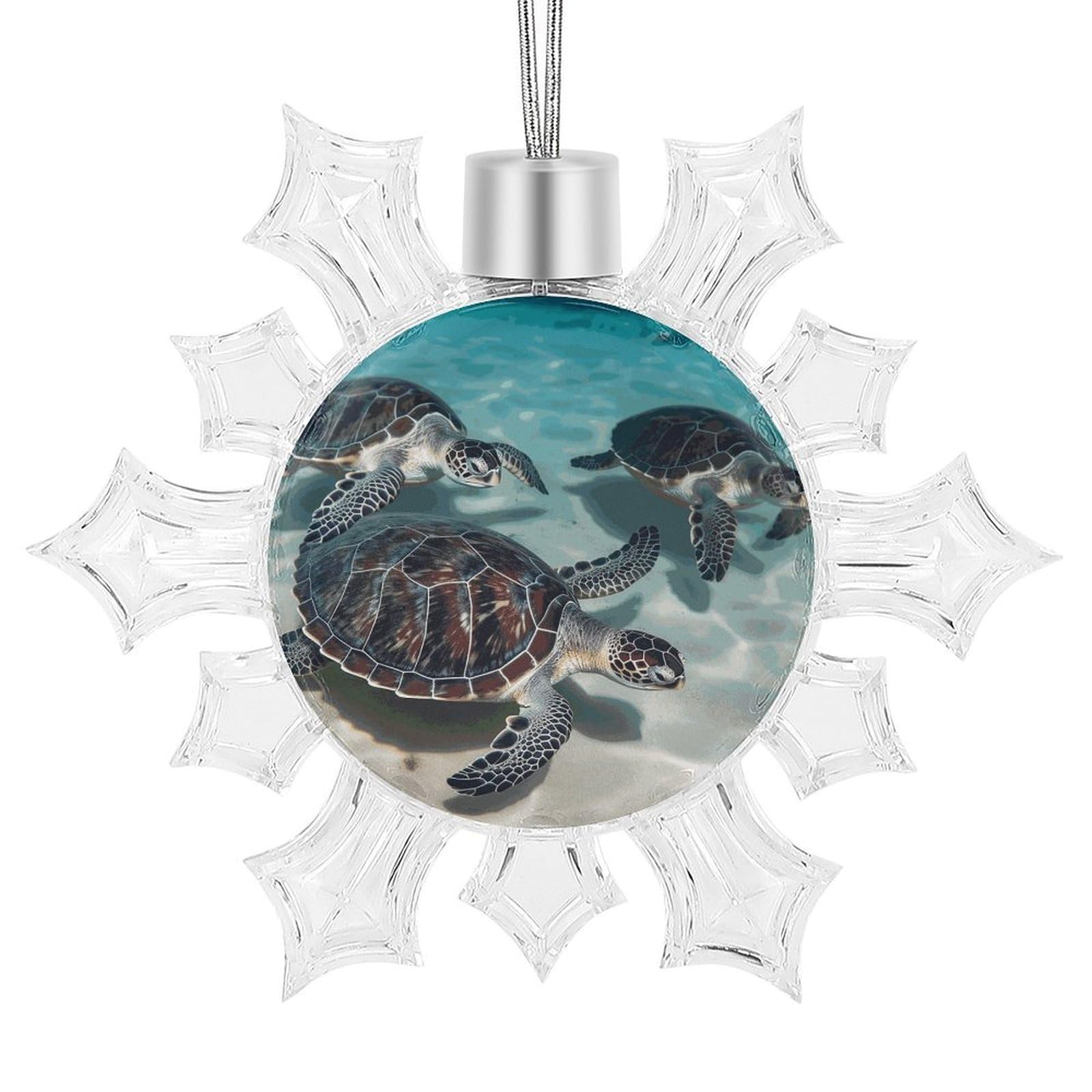 Sea Turtles Snowflake Ornaments Cute Snowflake Pendant Exquisite Christmas Tree Ornaments for Christmas Weddings New Year Birthday Holiday Celebration