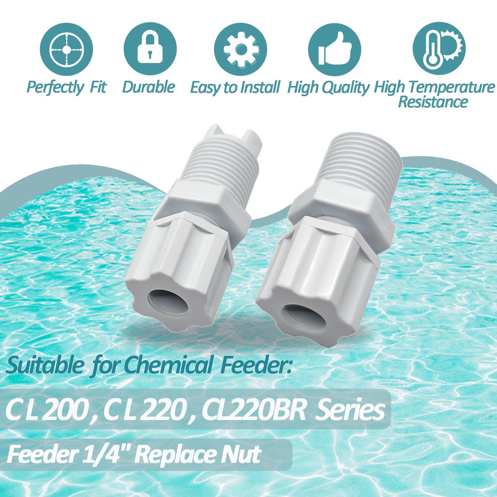 Chlorinator Rückschlagventil & Kompressionsmutter-Set Für CL200/CL220 Pool-Feeder – 6,35 Mm (1/4 Zoll)