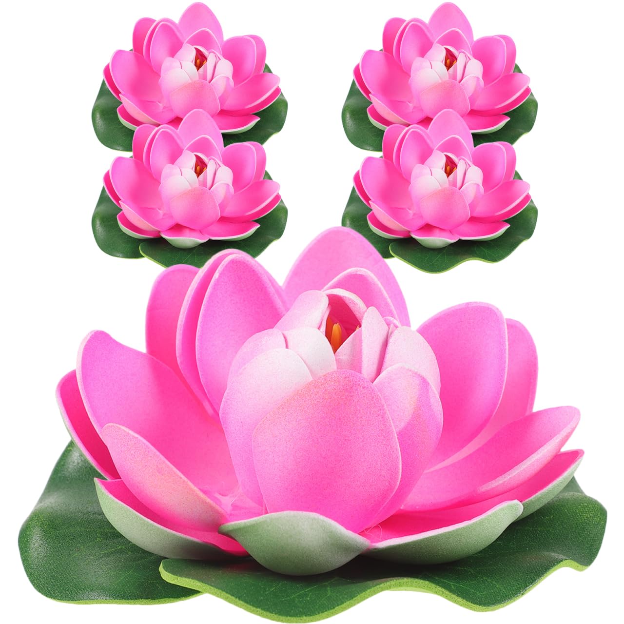 Lotus flottants en mousse Didiseaon : lot de 5 fleurs artificielles roses avec nénuphars