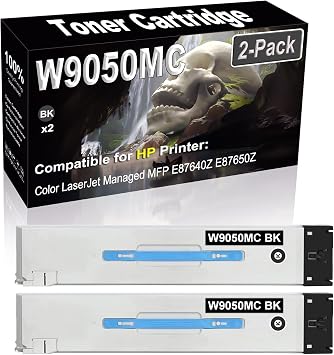 2-Pack Black Compatible High Yield W9050MC Laser Printer Toner Cartridge Used for Color Managed MFP E87640Z E87650Z E87660 Printer