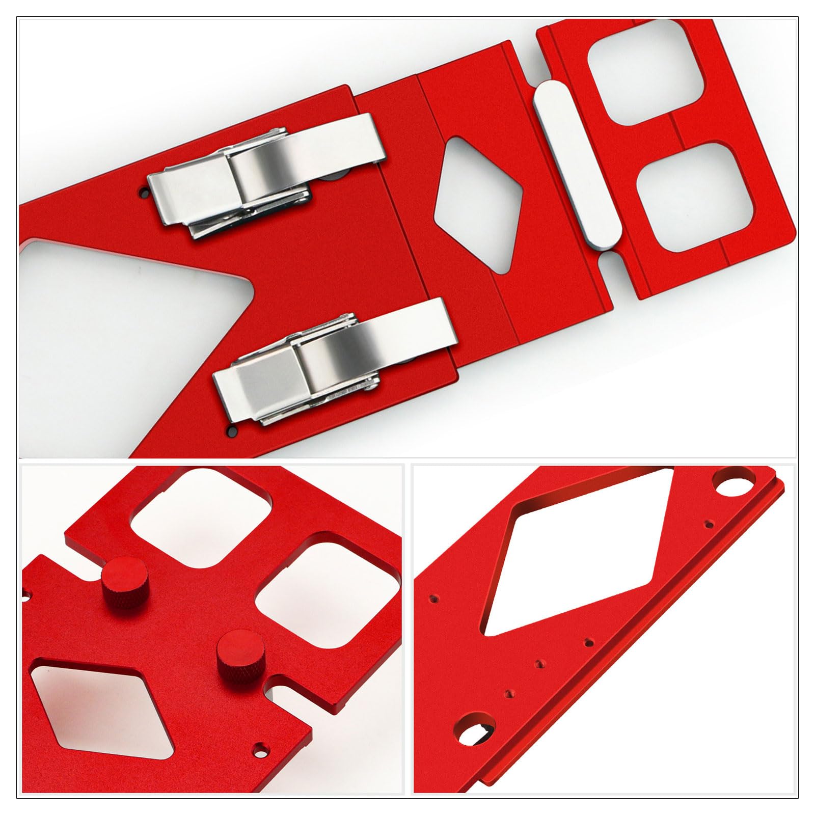 Butée d'angle pour rail de guidage, rail de guidage à angle droit à 90° usiné CNC 300 mm, compatible avec Festool et Makita, butée avec guide de bord pour scies circulaires (rouge)