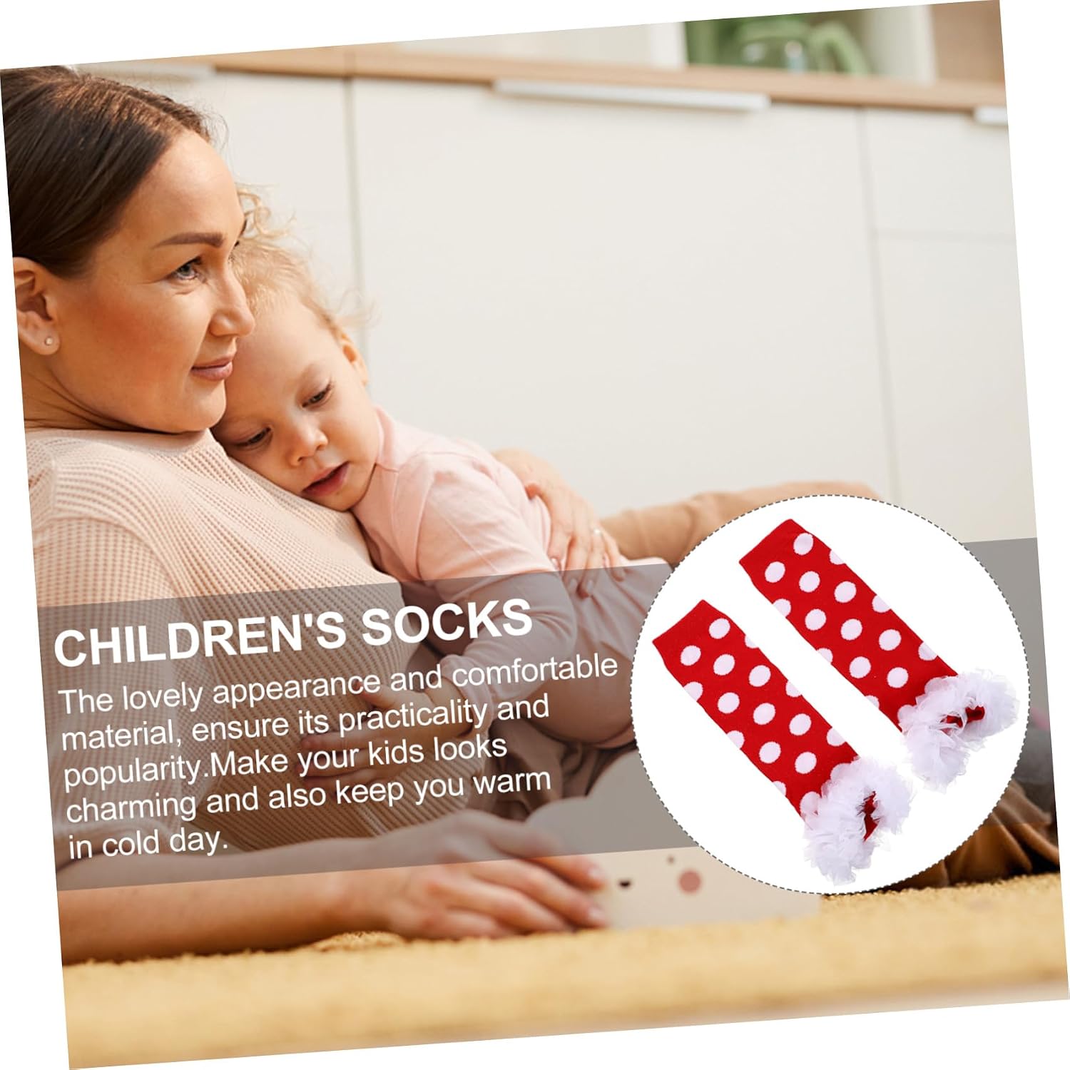 Leg Warmers for 1 Set Soft Fabric Boot Cuff Socks with Lace Edge Warm Winter Sock Covers in Red Polka Dot and White