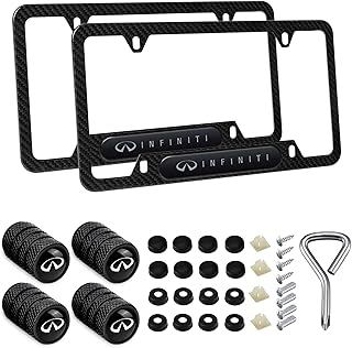 License Plate Frames Compatible with Infiniti QX50 Q50 Q70 Q70L Q60 QX30 QX60 QX80 - Black Carbon Fiber Weather-Proof Front Rear Tag Licese Plate Cover, Universal Size(1 Pack)