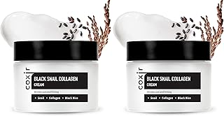 coxir BLACK SNAIL COLLAGEN CREAM l Snail Mucin, Collagen, Black Rice, Peptide l Moisturizing, Firming, Skin Barrier l Korean Skin Care, Moisturizer [50ml/1.69 fl.oz] (Pack of 2)