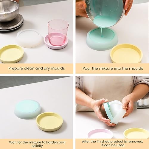 Miniatura 4 de BOOWAN NICOLE Molde de silicona para posavasos de platillo,Molde de plato de jabón de cemento,Molde de soporte de jabón de concreto para ducha