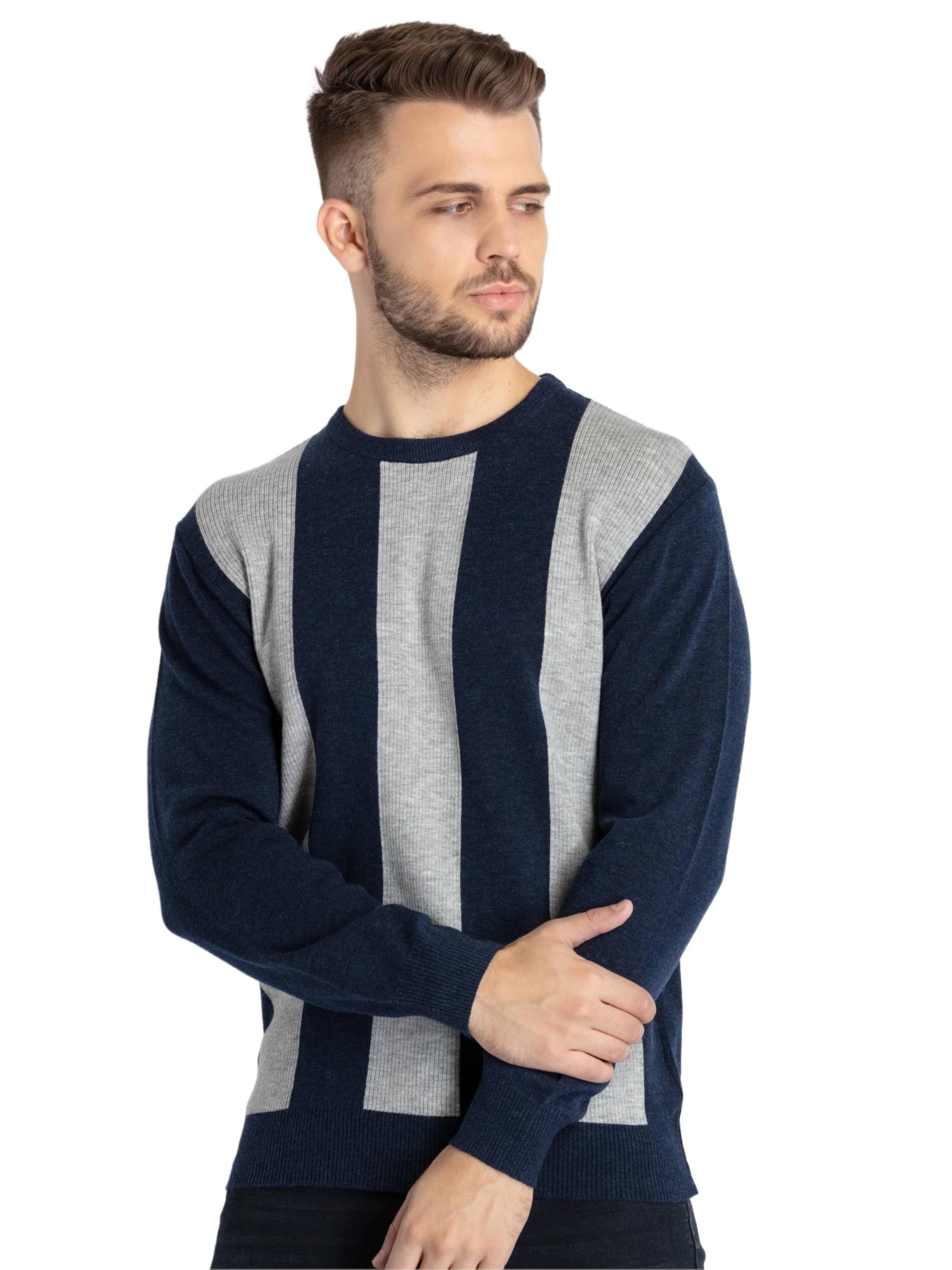 status quo Men's Round Neck Stripe Printed Regular Fit Sweater-picture-31