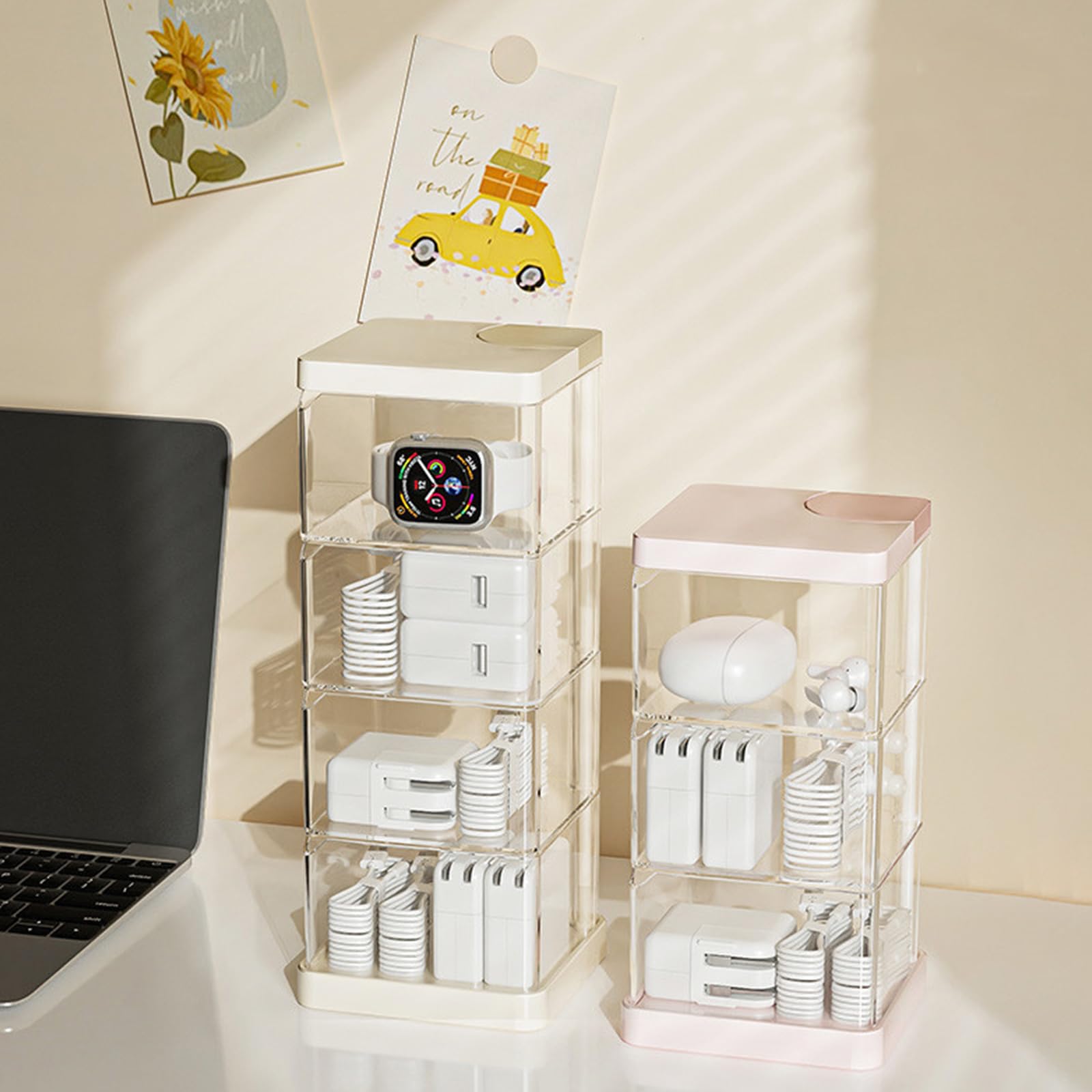 Amazon｜デスク360度回転ストレージコンテナポータブルスタンド