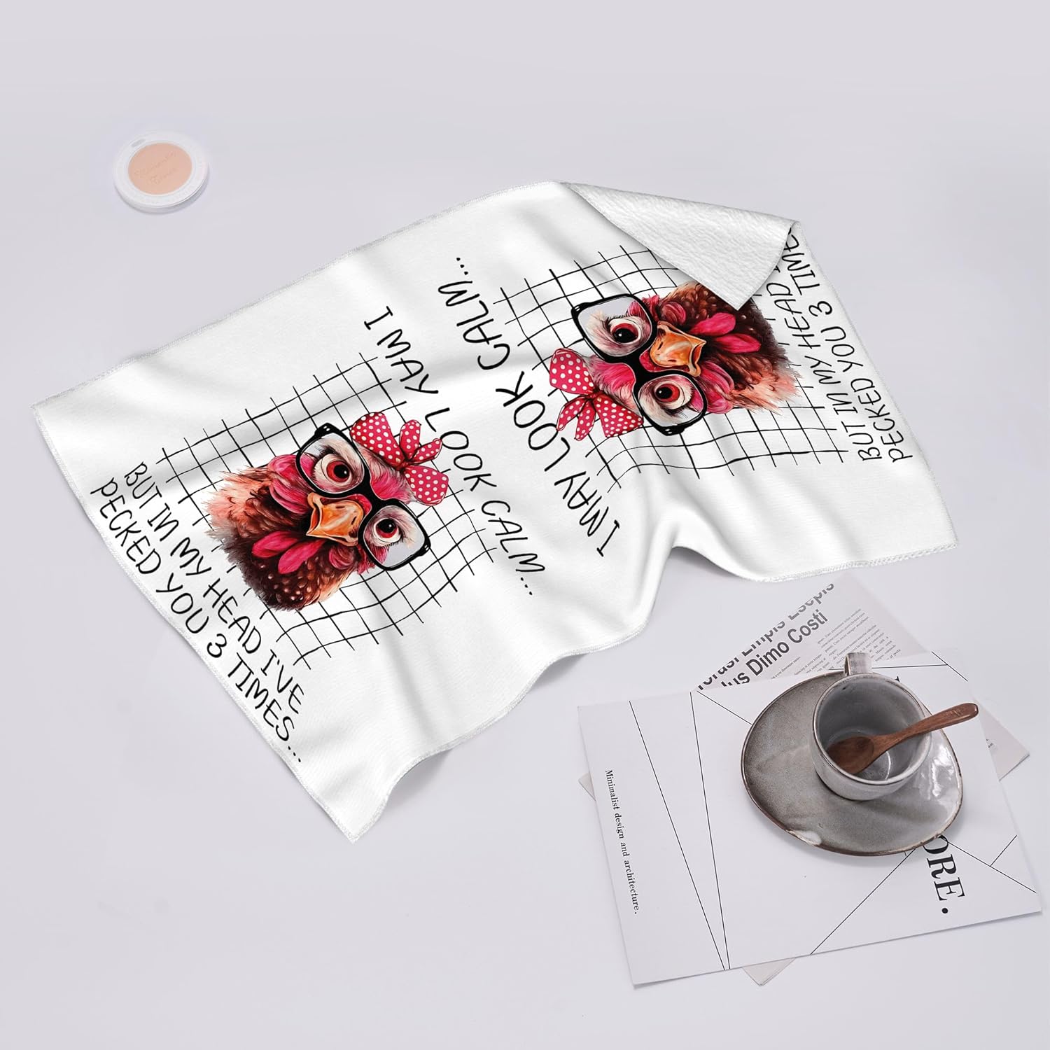 Funny Chicken Kitchen Towels Set of 2,Soft Absorbent Dish Towel Dishclothes, Rooster Lover Gift, Farmhouse Tea Hand Towels Rooster Kitchen Decor, Chicken Gifts for Women 16x24 Inch - Image 6