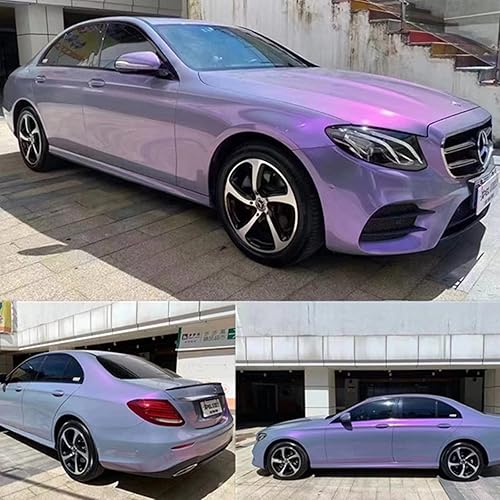 Miniatura 3 de Rollo de vinilo para automóvil, color gris claro brillante a morado, diseño de camaleón, adhesivo con cambio de color, vinilo elástico para vehículo