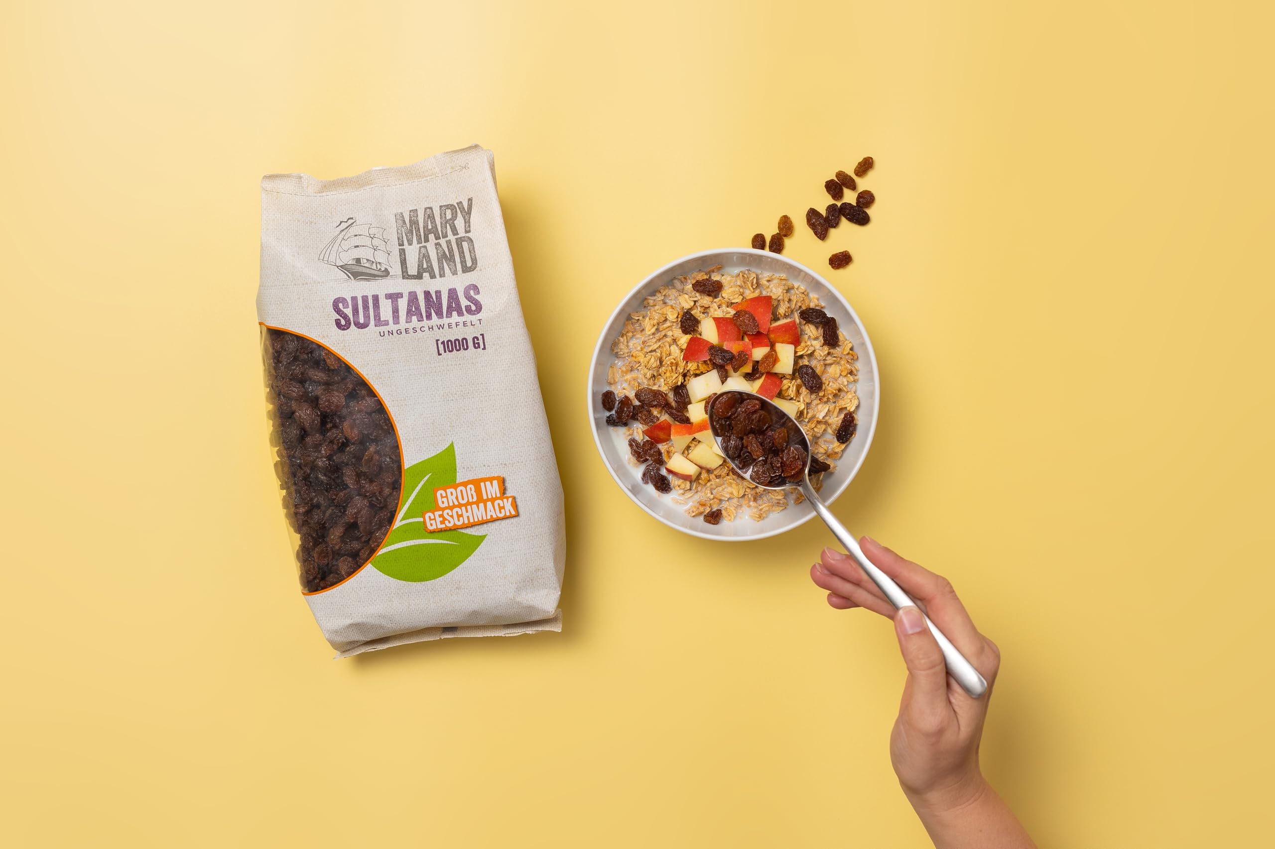 Maryland Sultanas 1000g Vorratspackung 4er Pack – Sultanas ungeschwefelt, natürlich süß ohne extra Zucker – Ohne Konservierungsstoffe – Perfekt zum Backen und Snacken im Großbeutel (4 x 1000g)