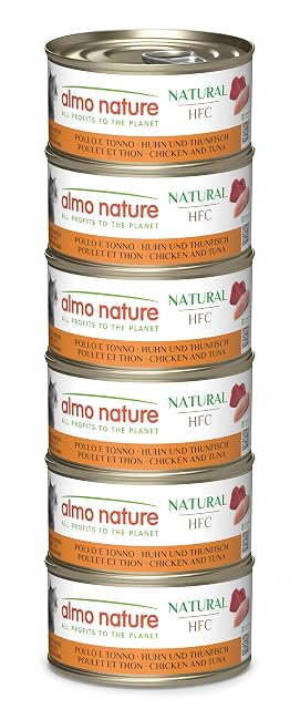 Almo Nature HFC Natural - Comida Húmeda para Gatos - Pollo y Atún - 70 g x 6 Latas