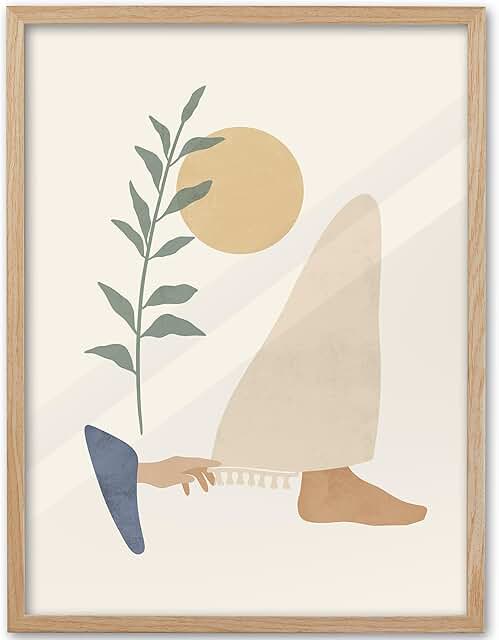 KensTro Natural OAK Wood Beige Boho Christian Framed Wall Art, 12x16 in ...