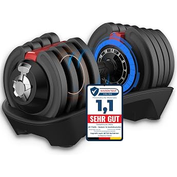 DH FitLife Verstellbare Kurzhantel 18/24 kg, 12 Gewichtsstufen, 12 in 1 Hantel, Einzelhantel oder Hantelset, Adjustable Dumbb