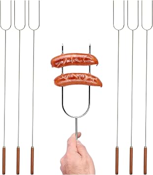 Coghlans Camp Forks 6-Pack 40" Solid Steel, Marshmallow Sticks with Wooden Handles | Heavy-Duty Camping Essentials for Fire Pit Roasting, BBQ Grilling & Outdoor Cooking