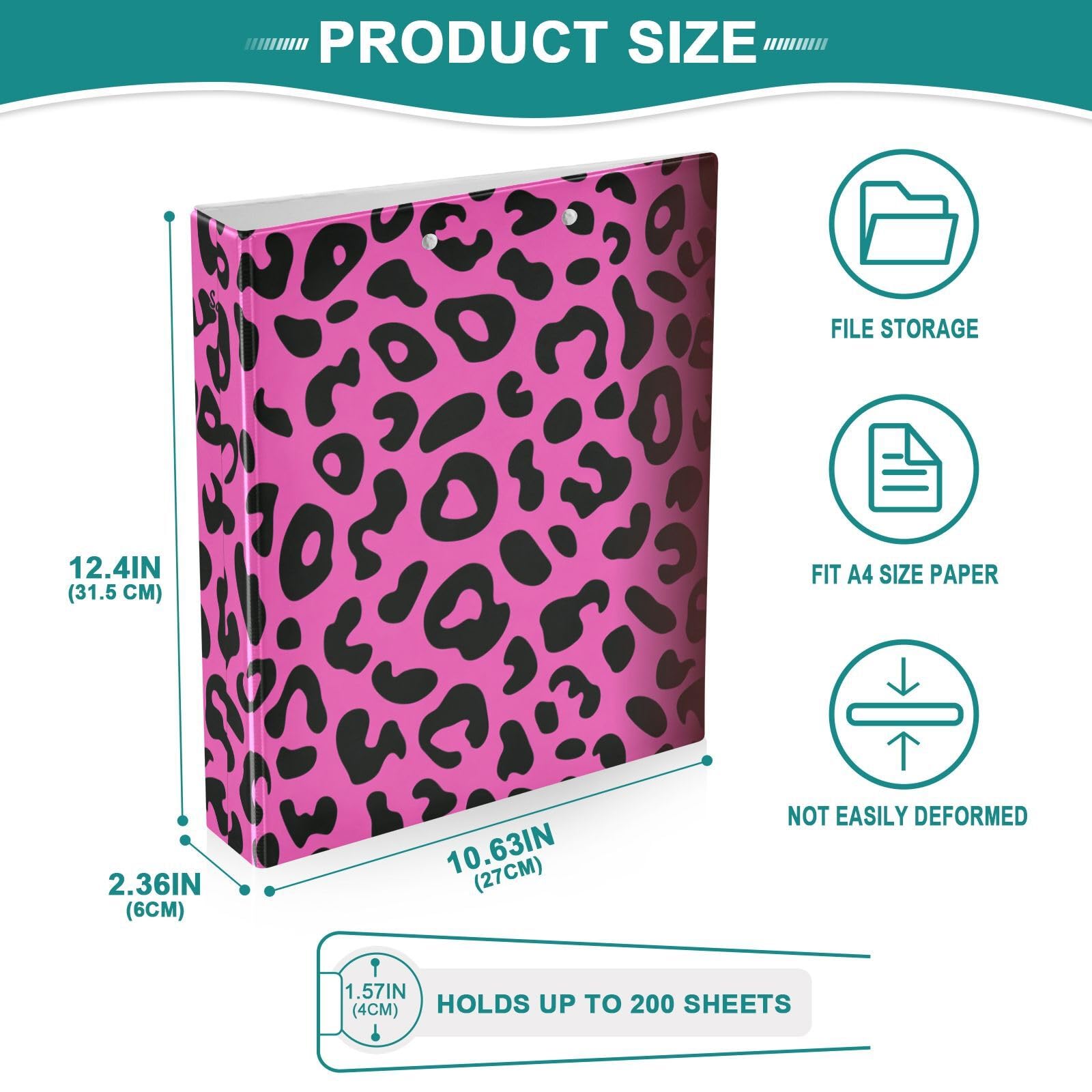 Raccoglitori da 3,8 cm per scuola con stampa leopardata viola