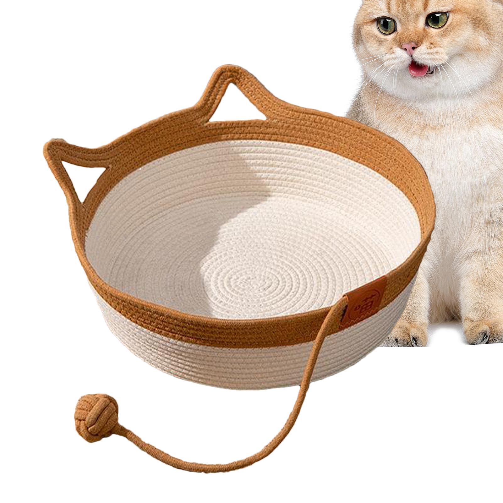 Cesto Lettino Per Gatti In Corda LOVIVER - Tiragraffi Resistente E Comodo, Grigio, 35 Cm