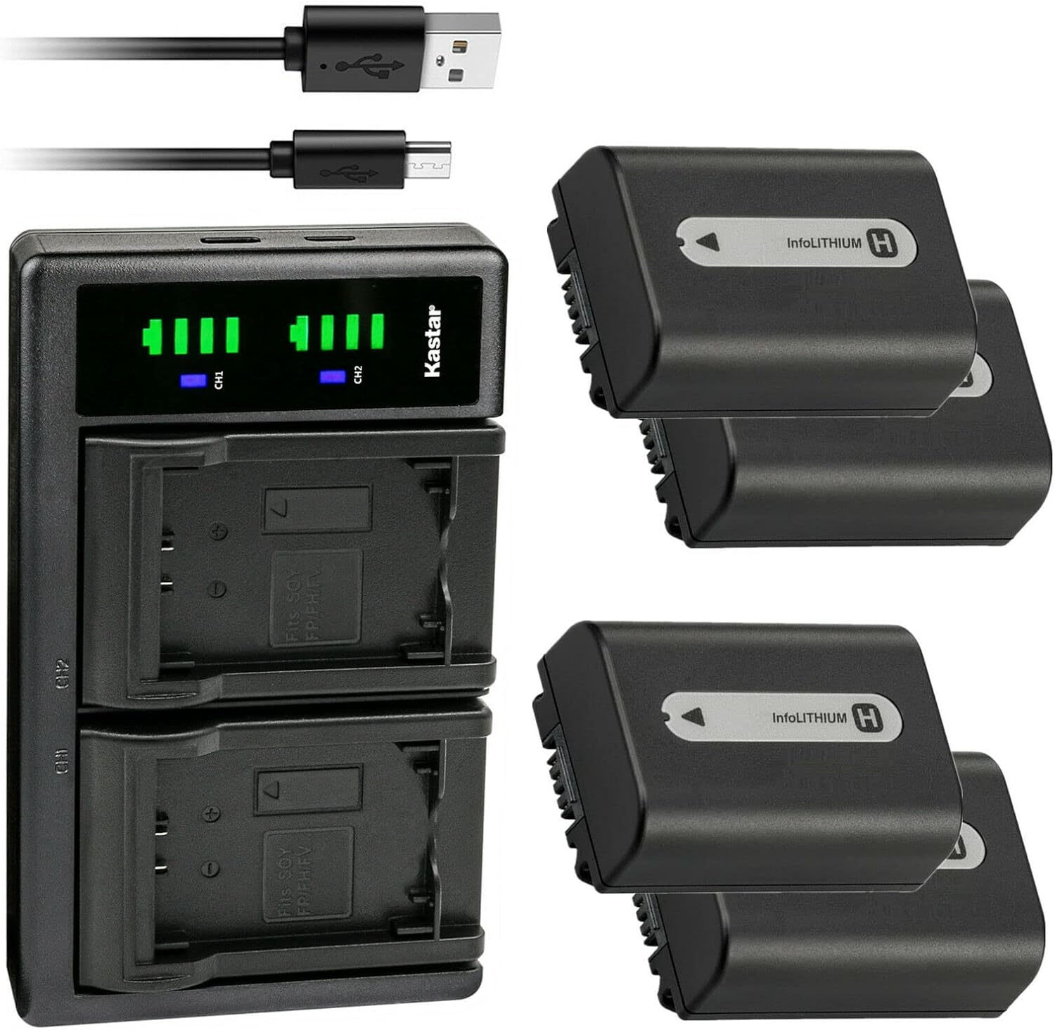 Kastar 3-Pack NP-FH50 Battery and LTD2 USB Charger Replacement for Sony DCR-SR36, DCR-SR37, DCR-SR38, DCR-SR40, DCR-SR42, DCR-SR45, DCR-SR46, DCR-SR47, DCR-SR48, DCR-SR50, DCR-SR52, DCR-SR55