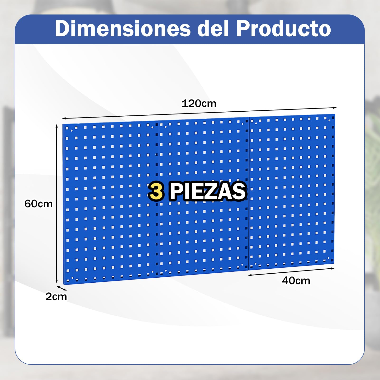 COSTWAY Kit de Organizador de Herramientas para Pared, Kit de Organización de Herramientas con 3 Paneles Perforados y 28 Accesorios para Colgar, Panel de Herramientas con Agujeros para Garaje (Azul)