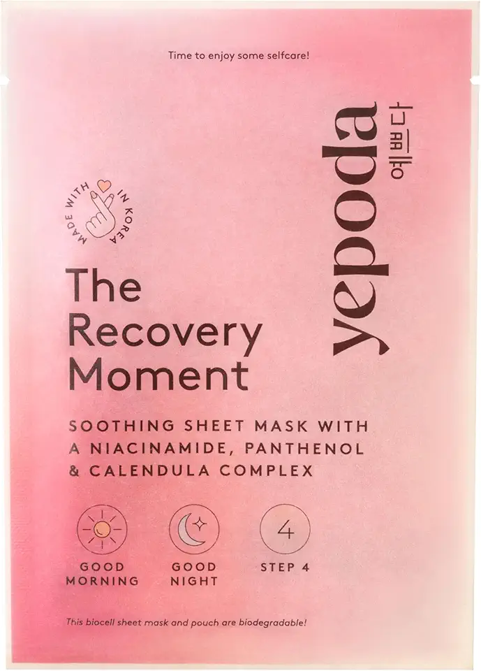 K-beauty skincare 2026 : 50 serums et masques coreens cultes Yepoda The Recovery Moment, Masque en Tissu Apaisant à la Niacinamide, Masque Coréen Végan