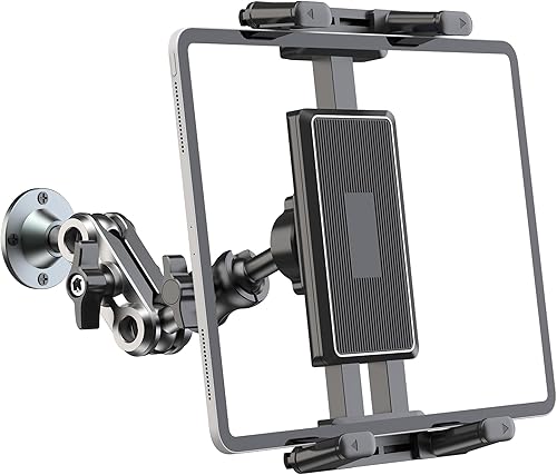 Miniatura 2 de Soporte de aluminio resistente para tableta, soporte para tableta, soporte de montaje en automóvil, soporte ajustable de 2 etapas de 360 para iPad