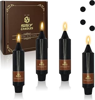Short Taper Candle 5 INCH Black Short Candlesticks Unscented Dripless Candle Table Smokeless Candles for Home Decor Wedding Party Dinner