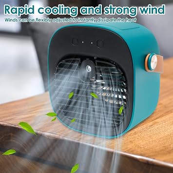 Portable Air Conditioner Cooling Fan, USB Rechargeable Personal Mini Air Conditioner Fan, Portable Air Cooler Fan for Office, Home, Bedroom, Car, Camping, Travel (Green)