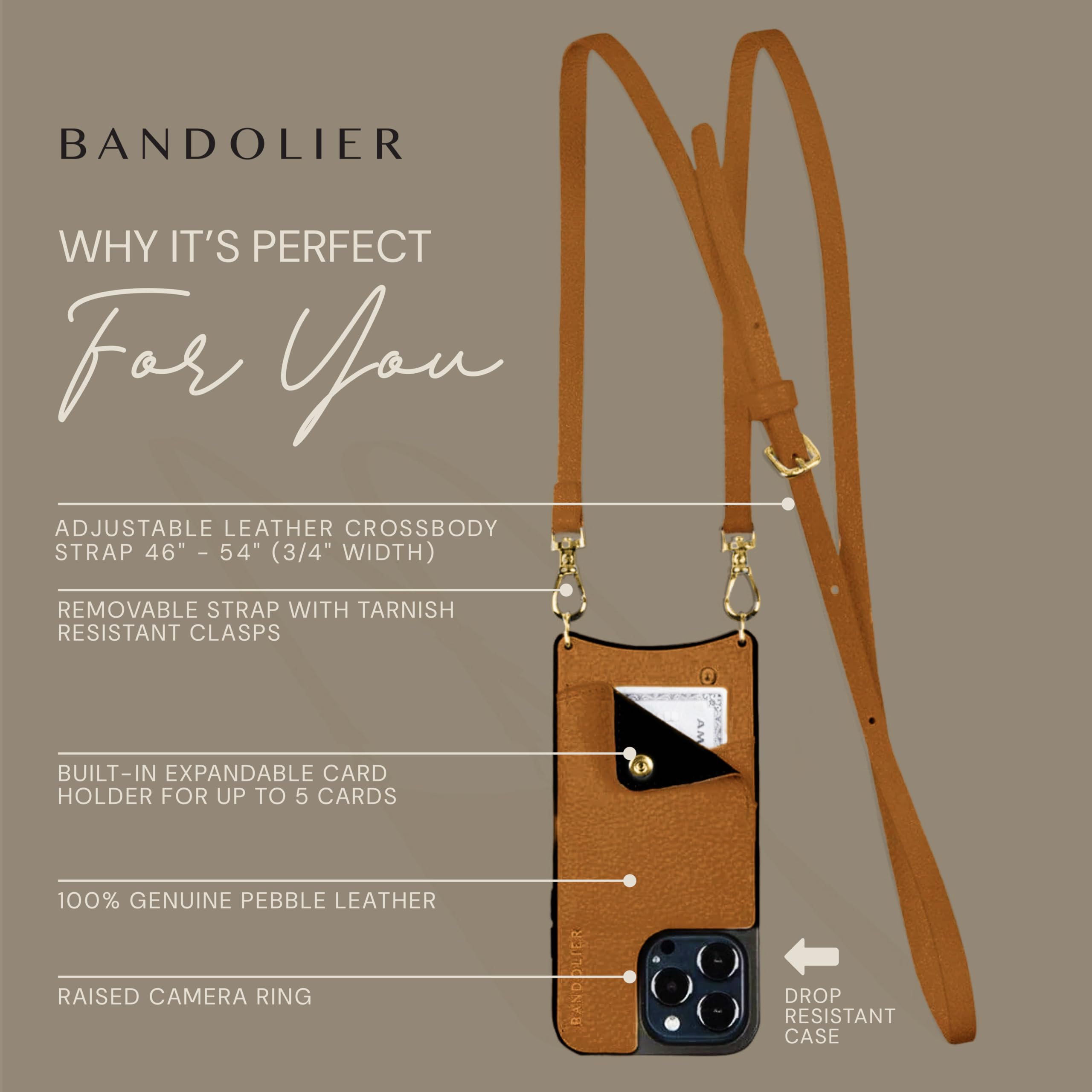 Amazon.com: Bandolier Emma Crossbody Wallet Phone Case for iPhone