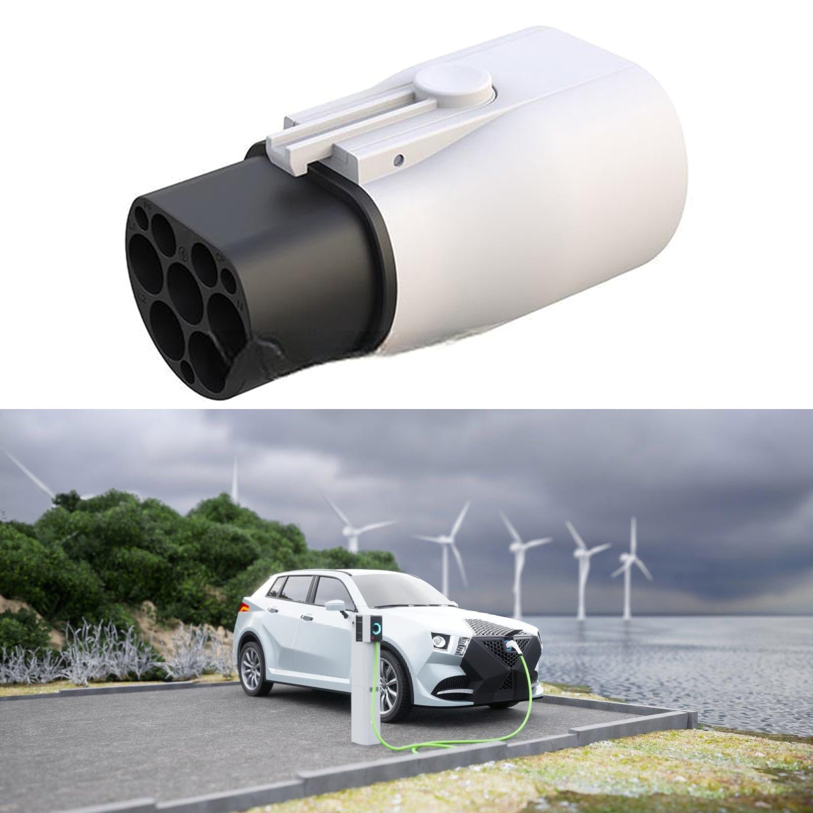 Adaptador de enchufe de carga, convierte IEC62196-2 en SAEJ1772 para una rápida eficiencia de carga de coches eléctricos, viajes internacionales, salida de corriente estable
