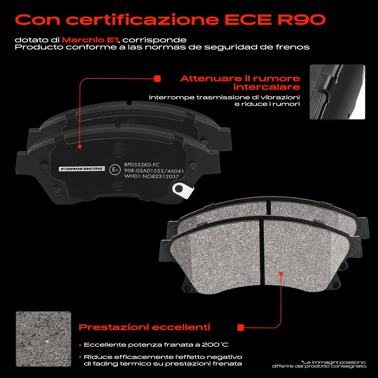Frankberg Set freni incl. 2x Dischi Freno + 4x Pastiglie dei Freni Anteriore Compatibile con Astra J CaR.A.Van P10 Astra J GTC Astra J P10 Replace# 13412272, 13301207
