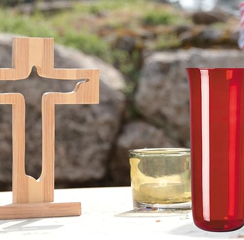 Miniatura 5 de Needzo Globo de repuesto de vidrio rojo para soporte de luz santuario, portavelas y accesorios hechos a mano, suministros y artículos esenciales de